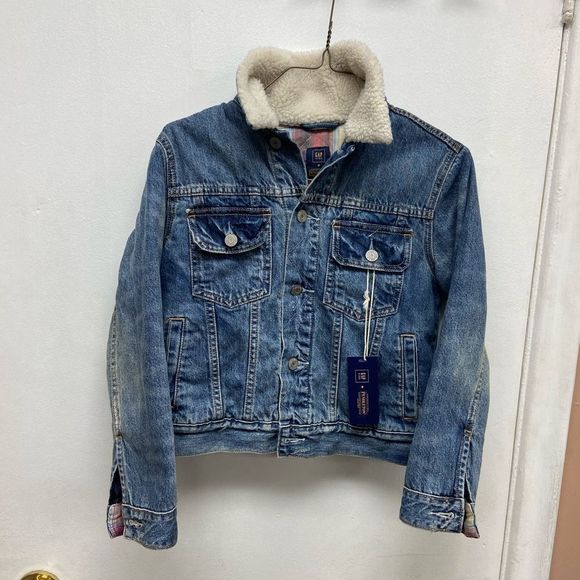 NWT Kids Pendleton X GAP Sherpa Collar Denim Classic Jean Jacket size Medium - Picture 2 of 8